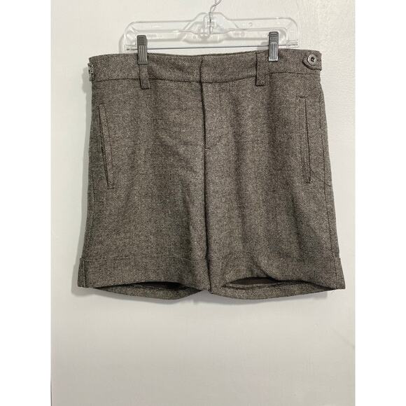 Fiori Di Zucca Tweed Wool Blend Dress Shorts Size 4 Brown Mid Rise Roll Hem Twee - Picture 1 of 9